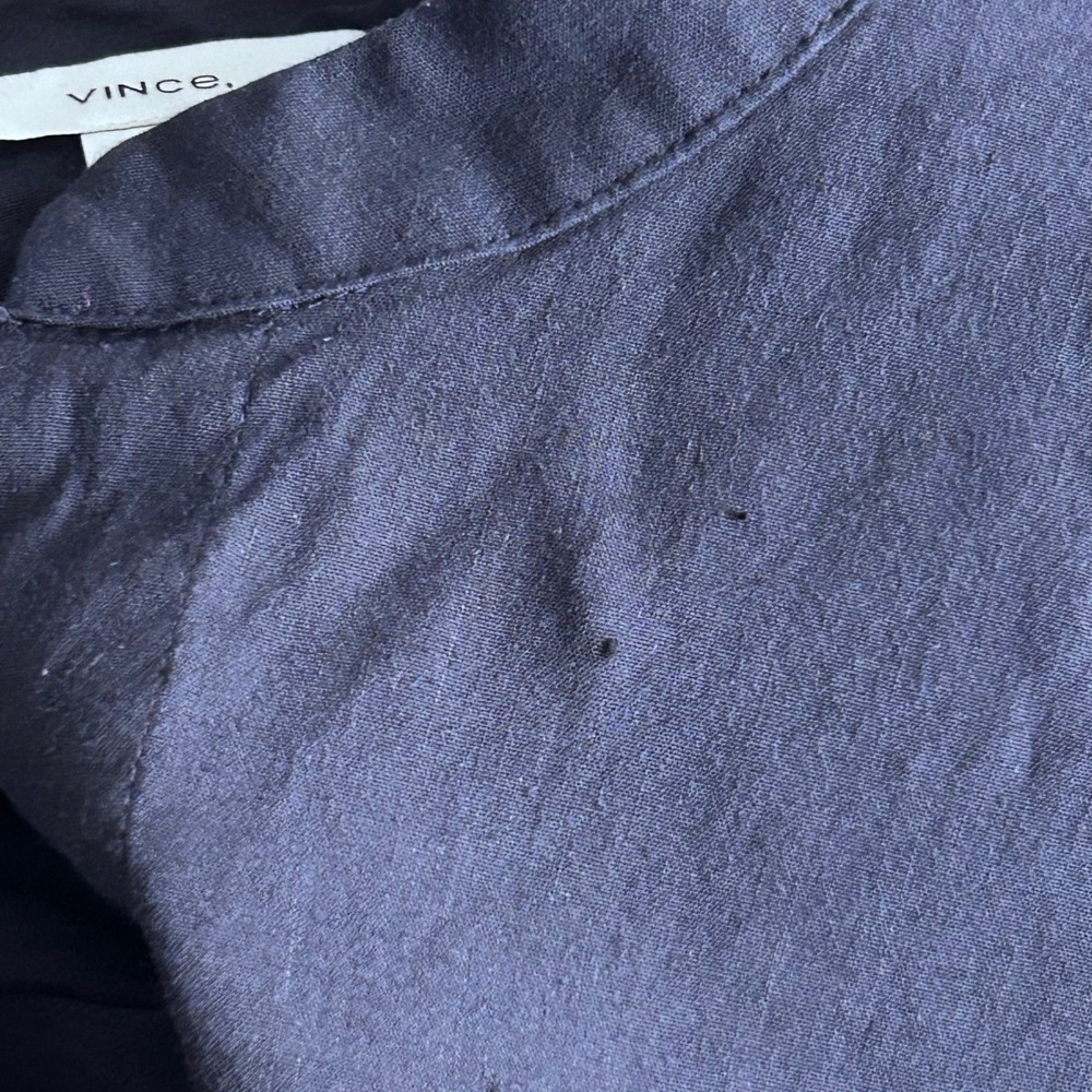 Vince Linen Popover Top Navy‎ Blue Medium - Picture 4 of 15